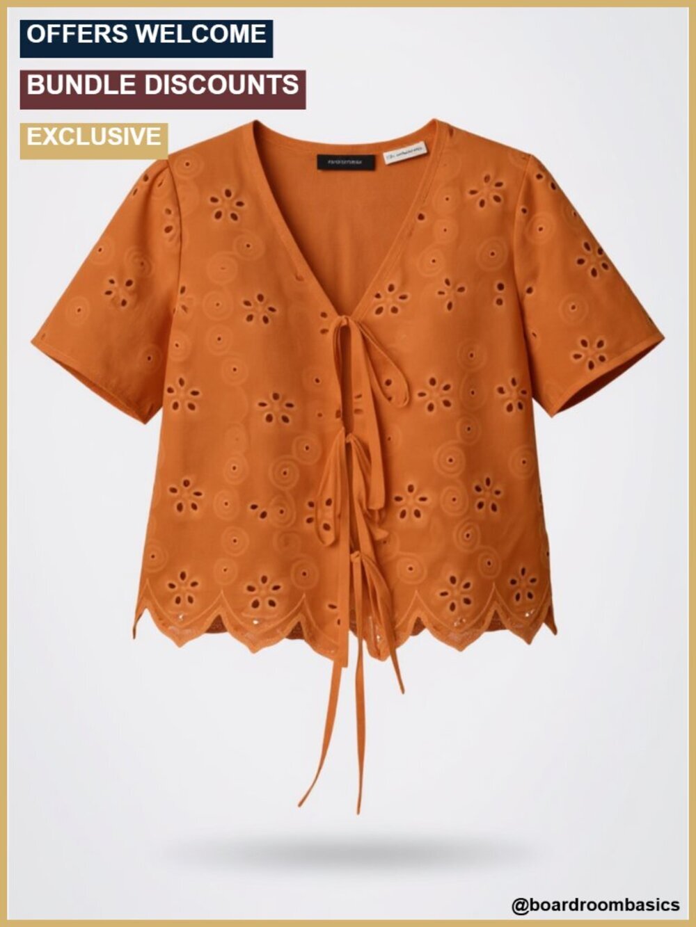 Cotton Tie Front Blouse Bohemian Crop Top Puff Sleeve Flowy Eyelet Embroidered